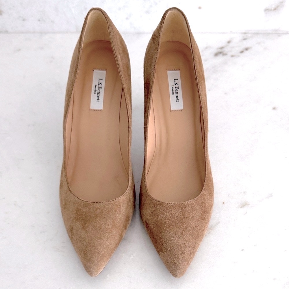 Tan-Camel Suede Pointed-Toe Pumps —Like New!!